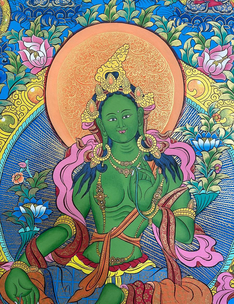 Green Tara Thangka - Tibetan Painting 