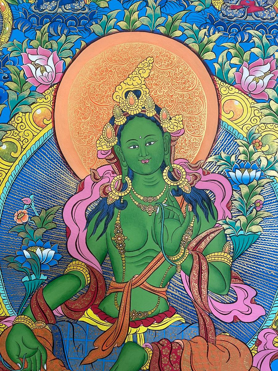 Green Tara Thangka - Tibetan Painting 