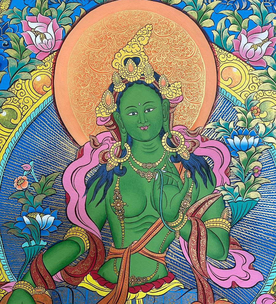 Green Tara Thangka - Tibetan Painting 