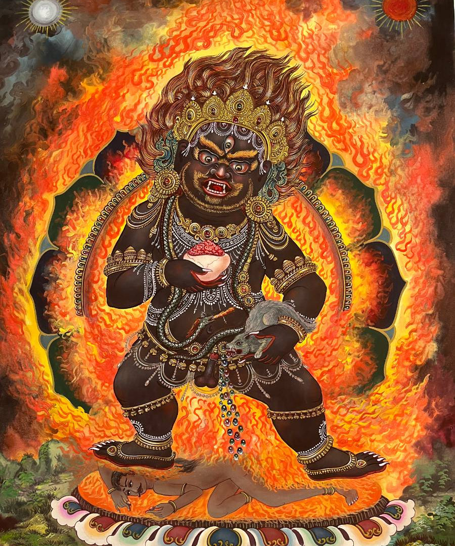 Newari Black Zambala Thangka