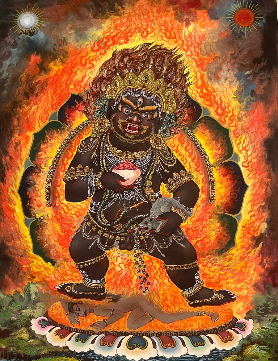 Newari Black Zambala Thangka