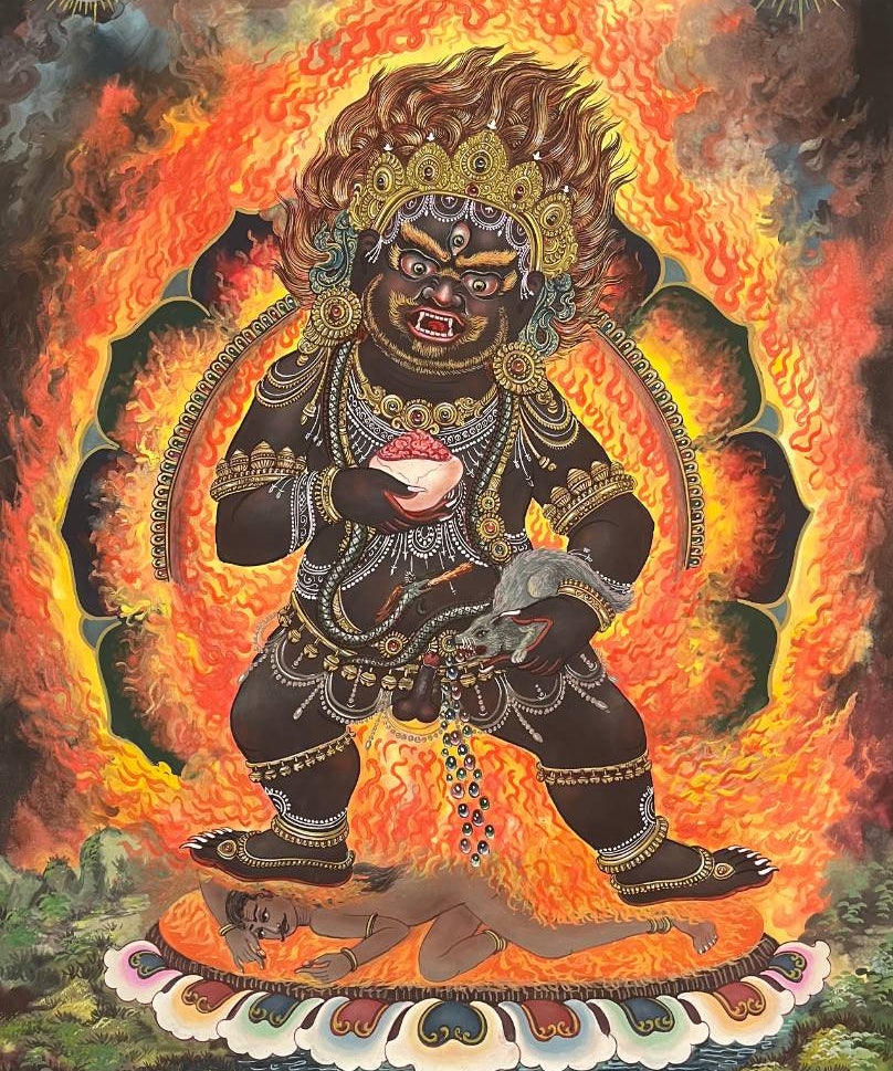 Newari Black Zambala Thangka