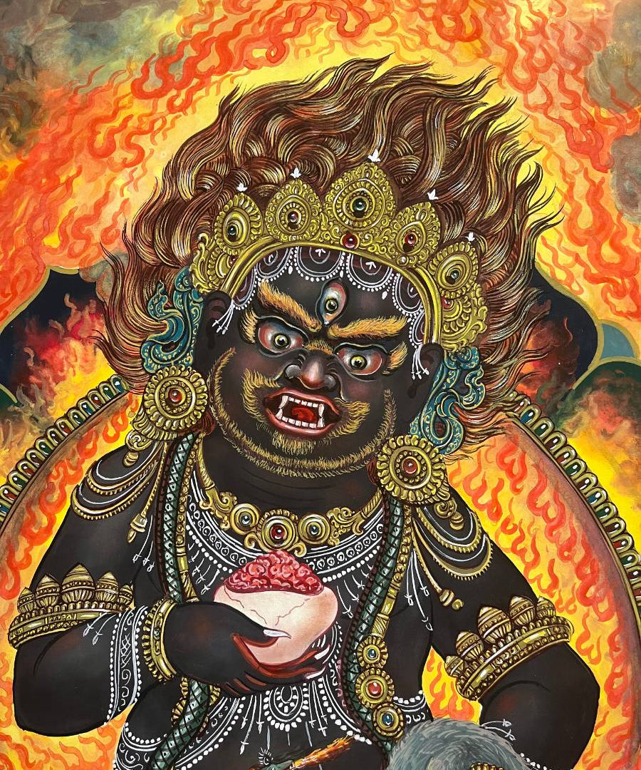 Newari Black Zambala Thangka