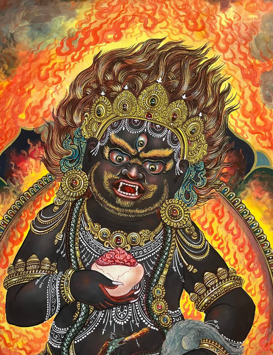Newari Black Zambala Thangka