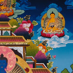 sacred medicine buddha thangka with temple background