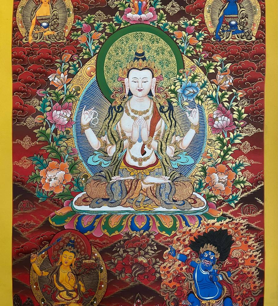 Chengresi Thangka Painting- Three set Bodhisattvas