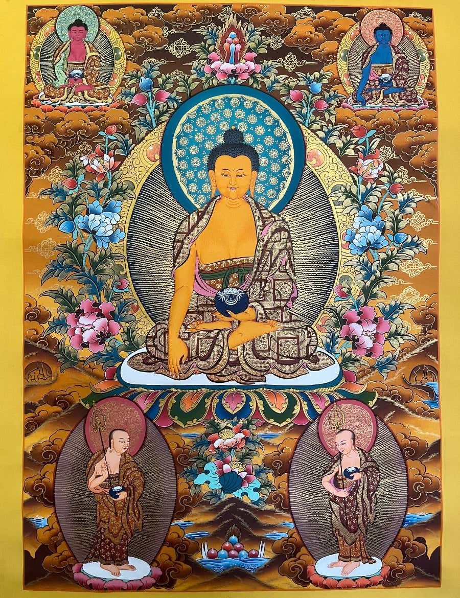 Shakyamuni Buddha Thangka - Handpainted Art