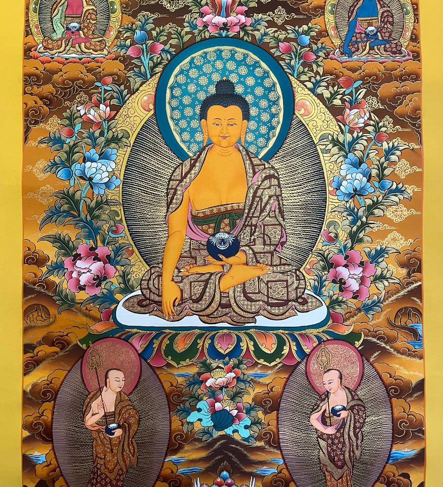 Shakyamuni Buddha Thangka - Handpainted Art
