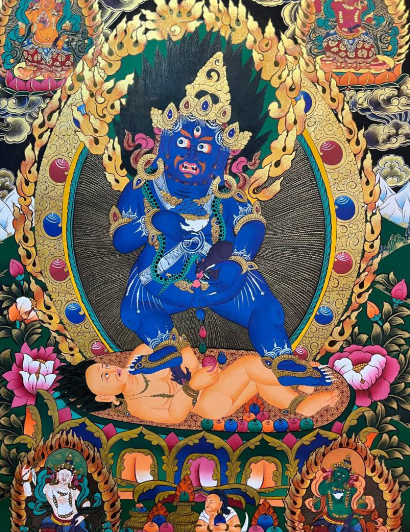 Black Zambala Thangka Painting 
