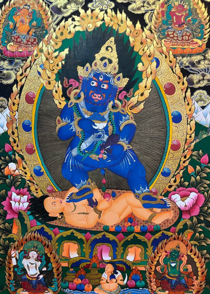 Black Zambala Thangka Painting 