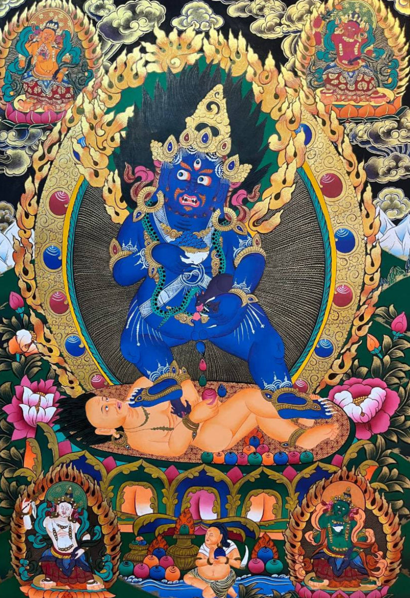 Black Zambala Thangka Painting 