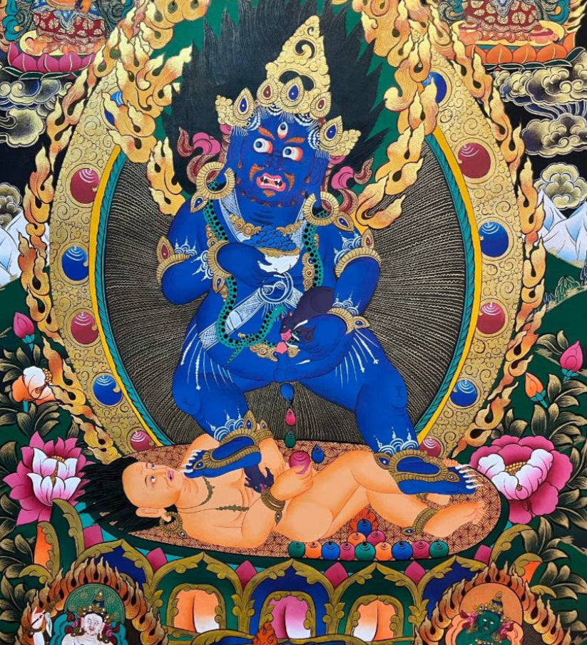 Black Zambala Thangka Painting 