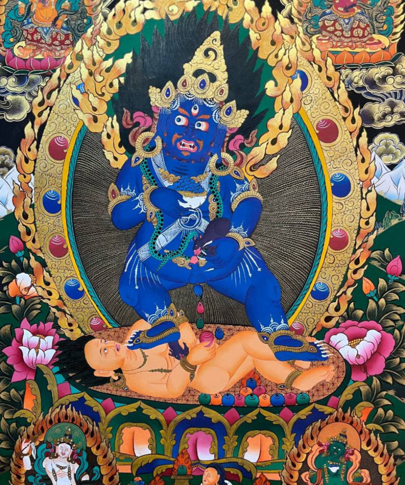 Black Zambala Thangka Painting 