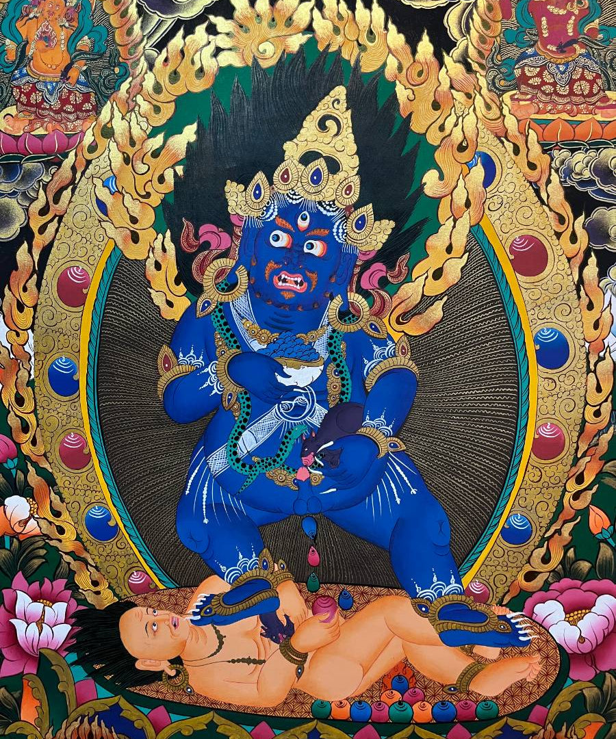 Black Zambala Thangka Painting 