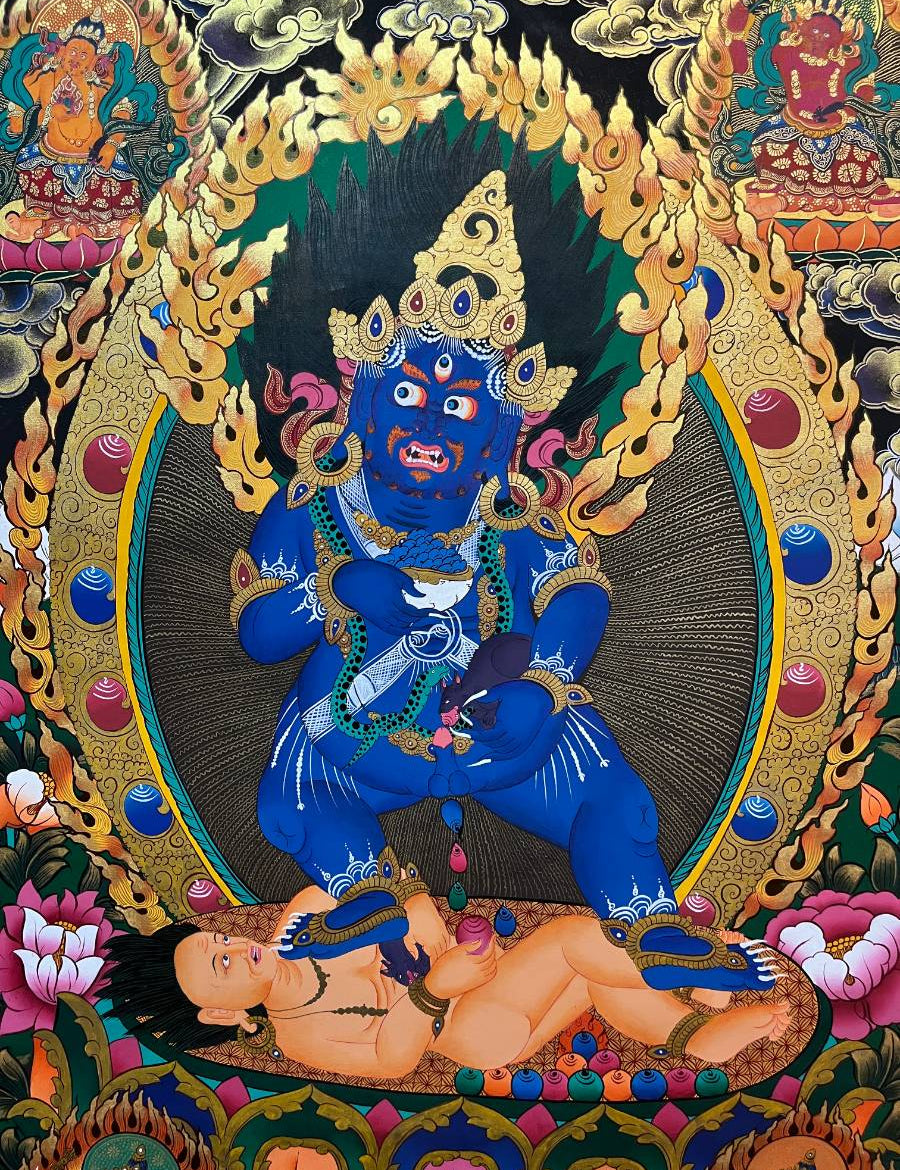 Black Zambala Thangka Painting 