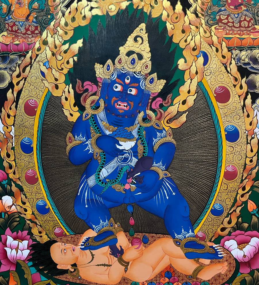 Black Zambala Thangka Painting 