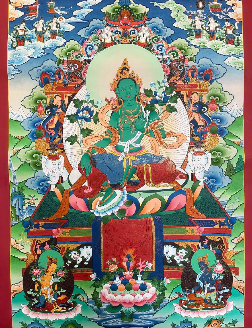 Green Tara  Collection piece Thangka - Handpainted Art