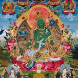 green tara thangka for meditation altar decor