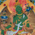 green tara thangka for meditation altar decor