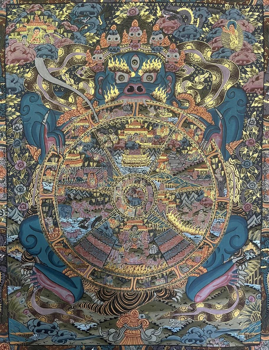 Wheel of Life Thangka for meditation and spirituality.