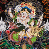 White Zambala thangka from the Zambala Thangka Painting Set – white Zambala wealth deities seated on lotus thrones with offering bowls, jewels, radiant halos, gold-tone ornaments and Himalayan landscape details.