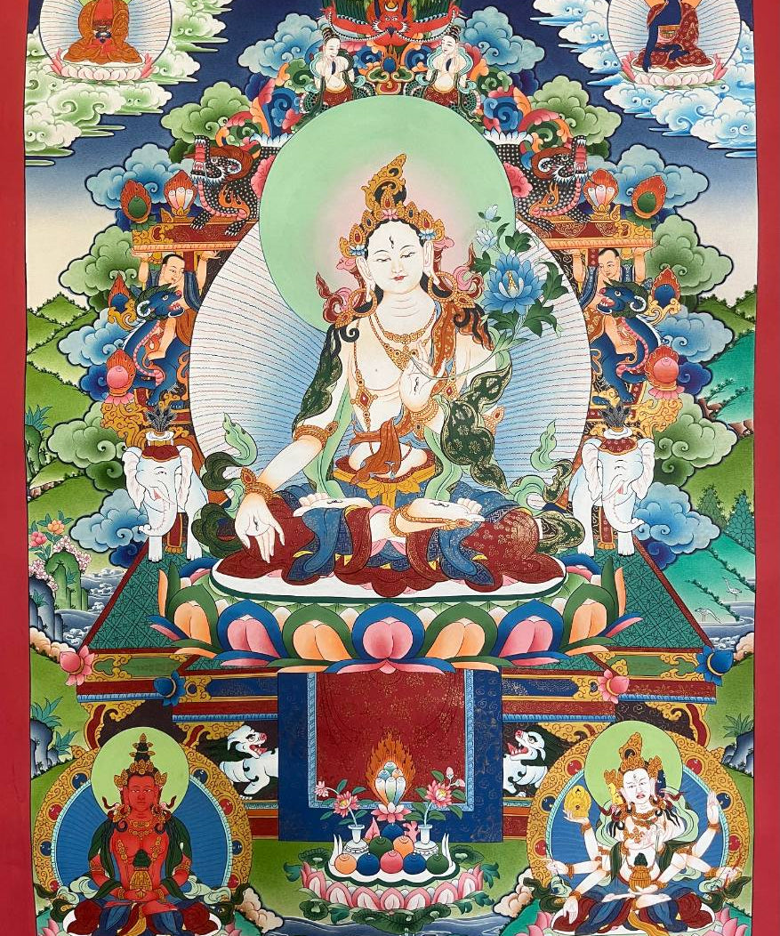 White Tara Thangka - Handpainted Art
