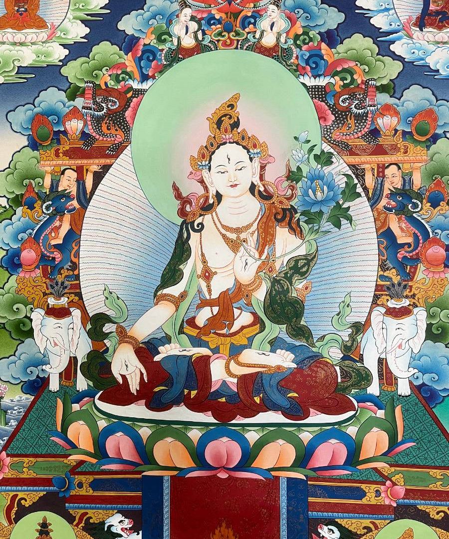 White Tara Thangka - Handpainted Art