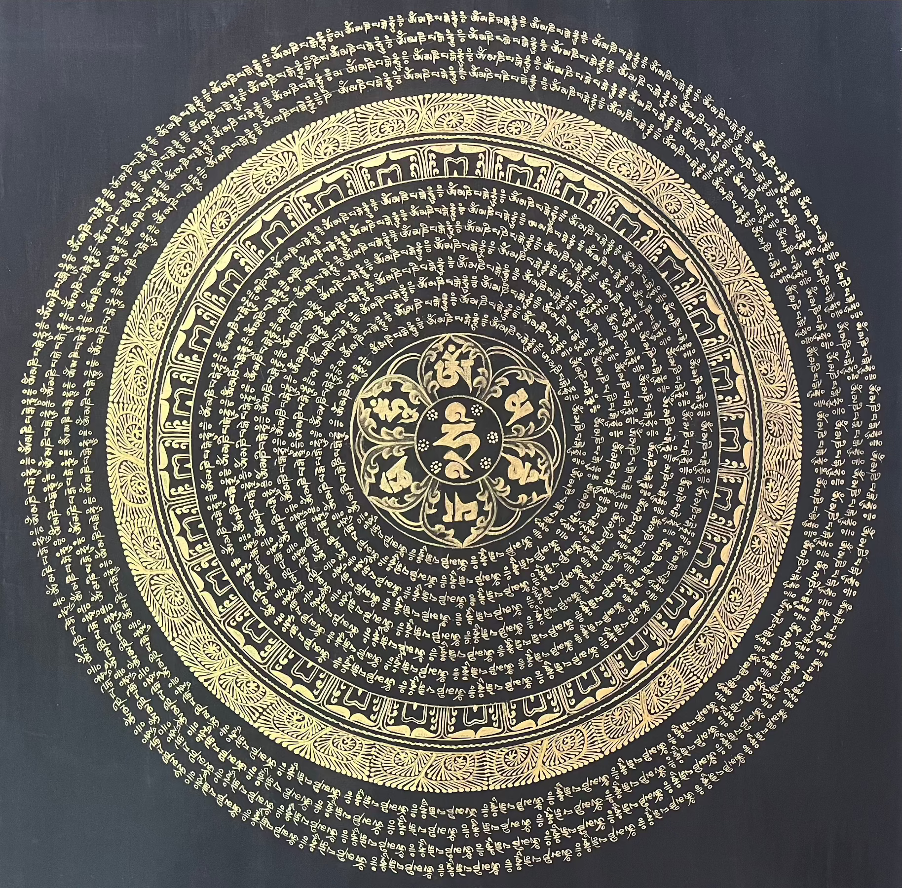 Mantra Mandala Thangka - Handpainted art