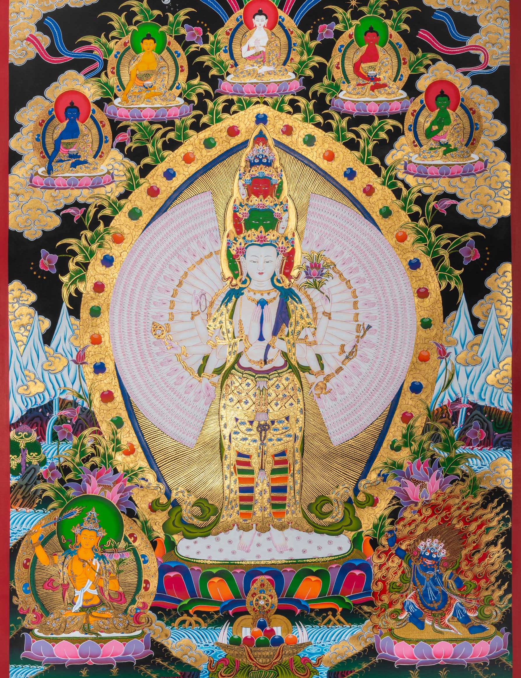 1000 Armed Avalokiteshvara Thangka - Handpainted Tibetan art