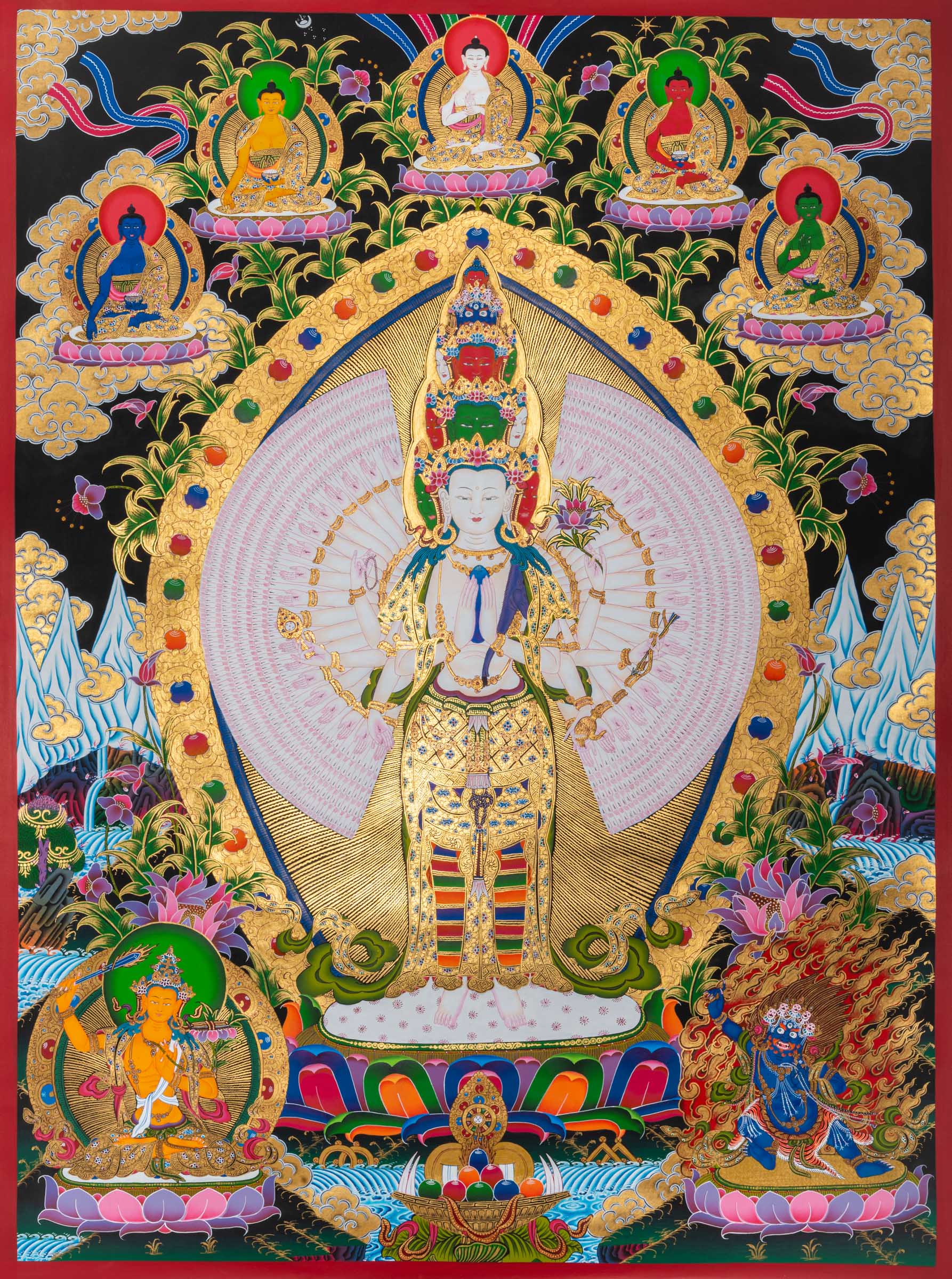 1000 Armed Avalokiteshvara Thangka - Handpainted Tibetan art