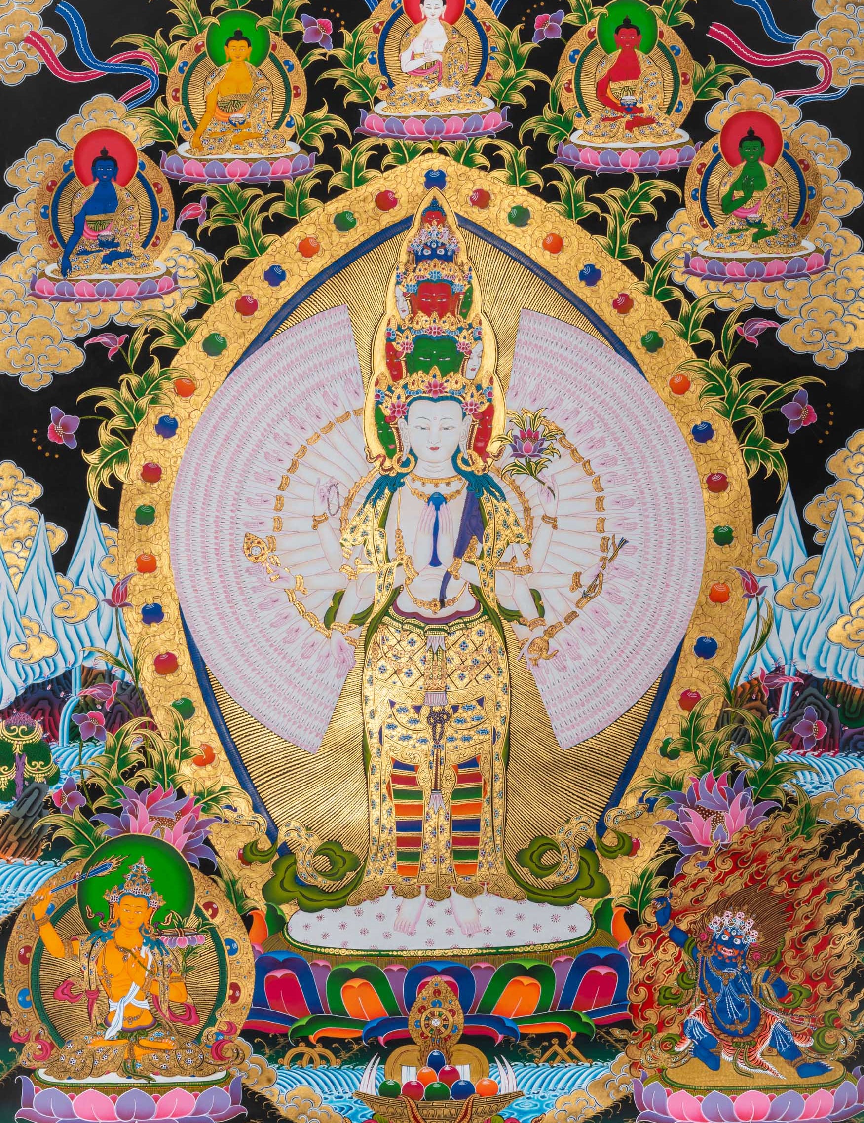 1000 Armed Avalokiteshvara Thangka - Handpainted Tibetan art
