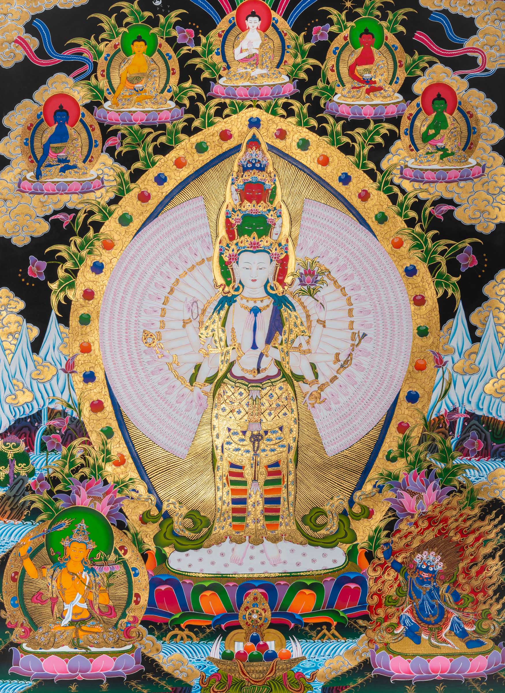 1000 Armed Avalokiteshvara Thangka - Handpainted Tibetan art