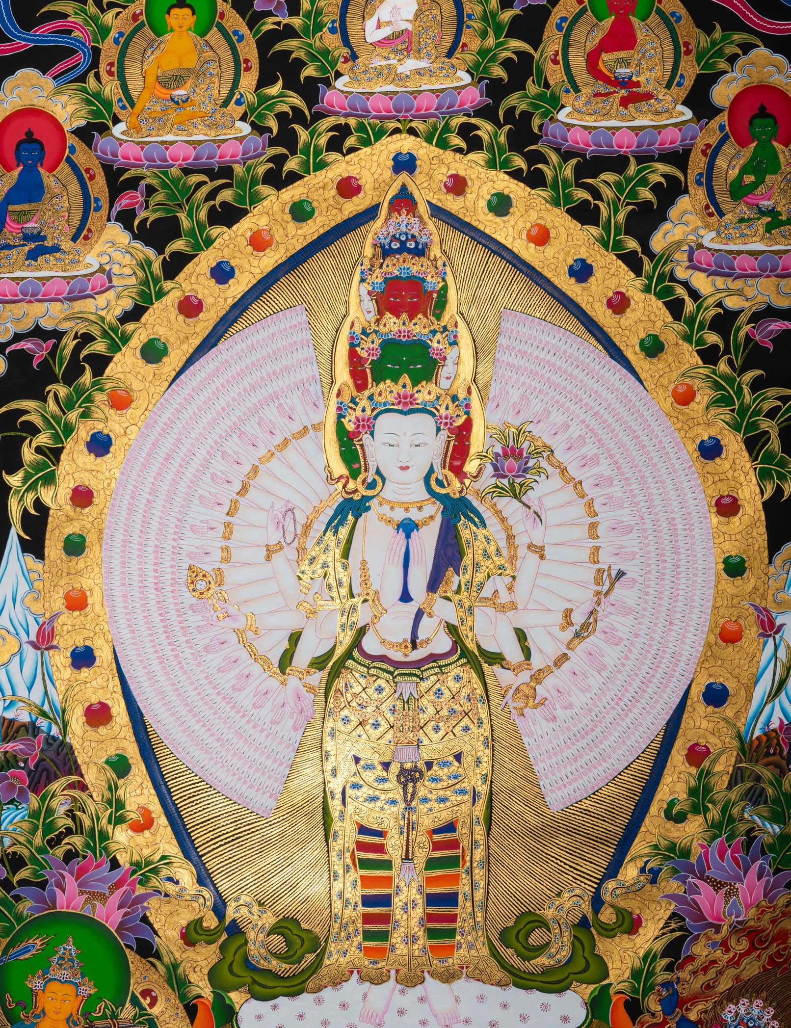 1000 Armed Avalokiteshvara Thangka - Handpainted Tibetan art
