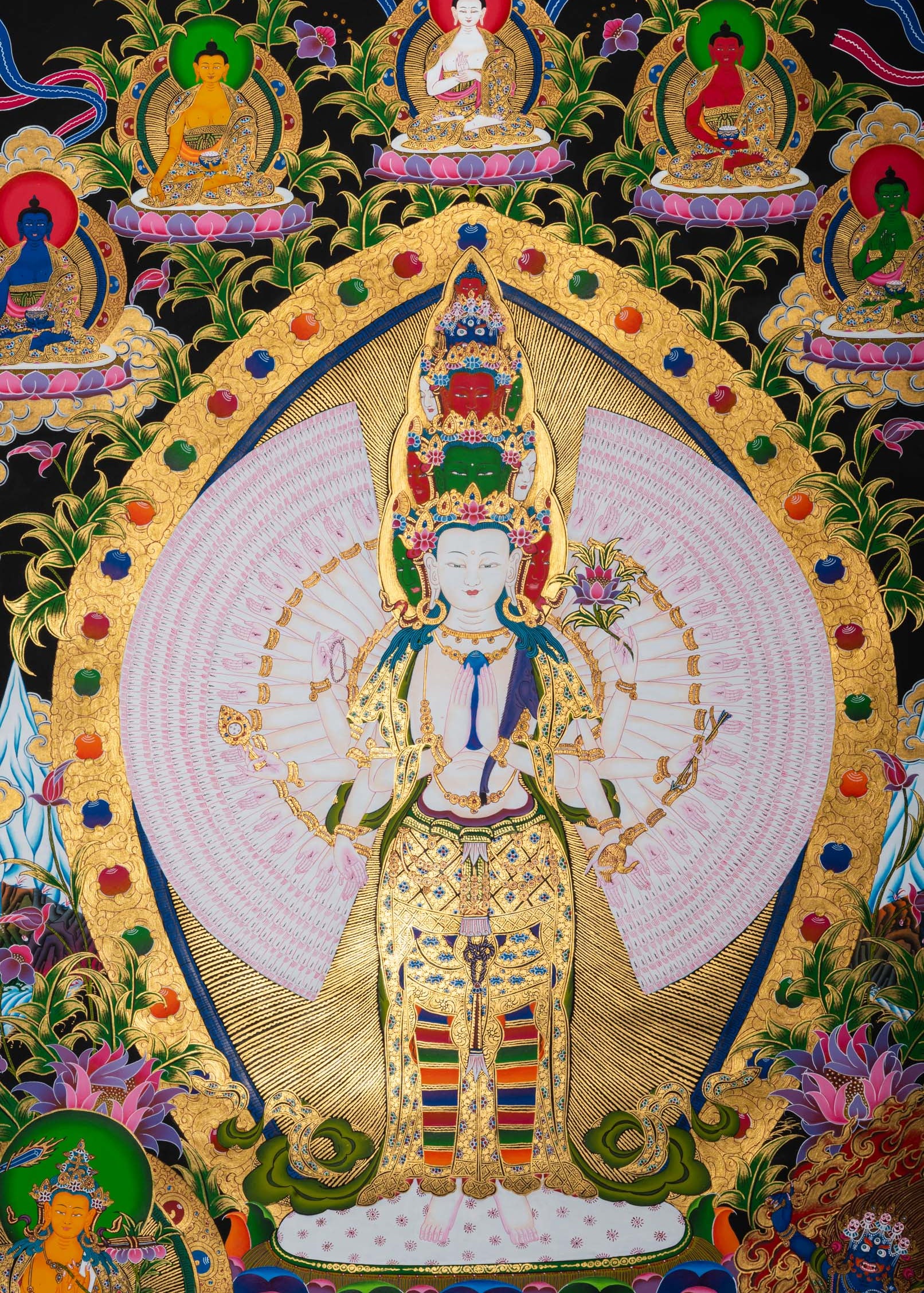 1000 Armed Avalokiteshvara Thangka - Handpainted Tibetan art