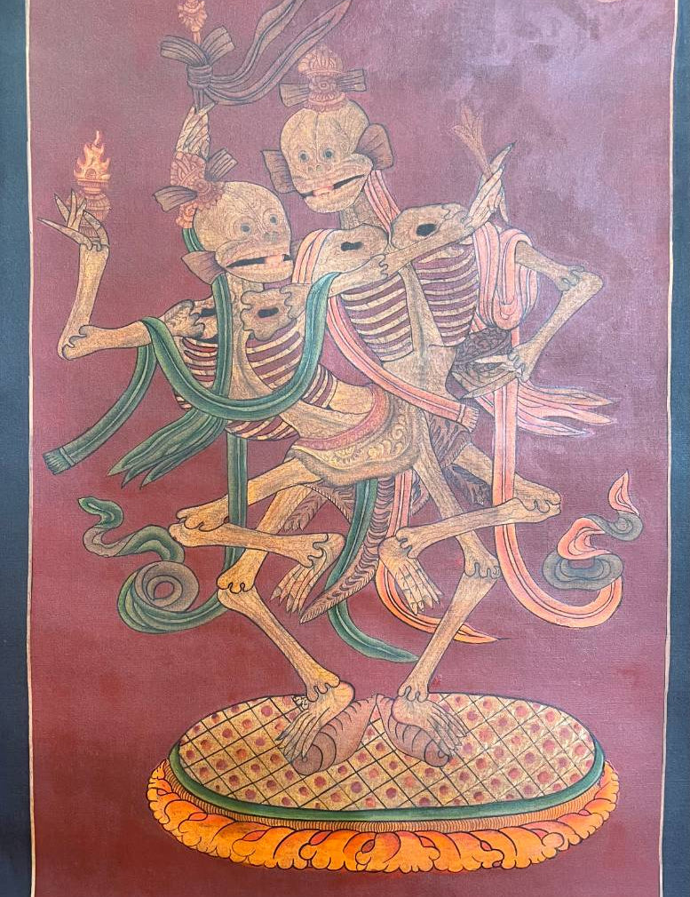 Skeleton Dance Thangka - Tibetan Painting