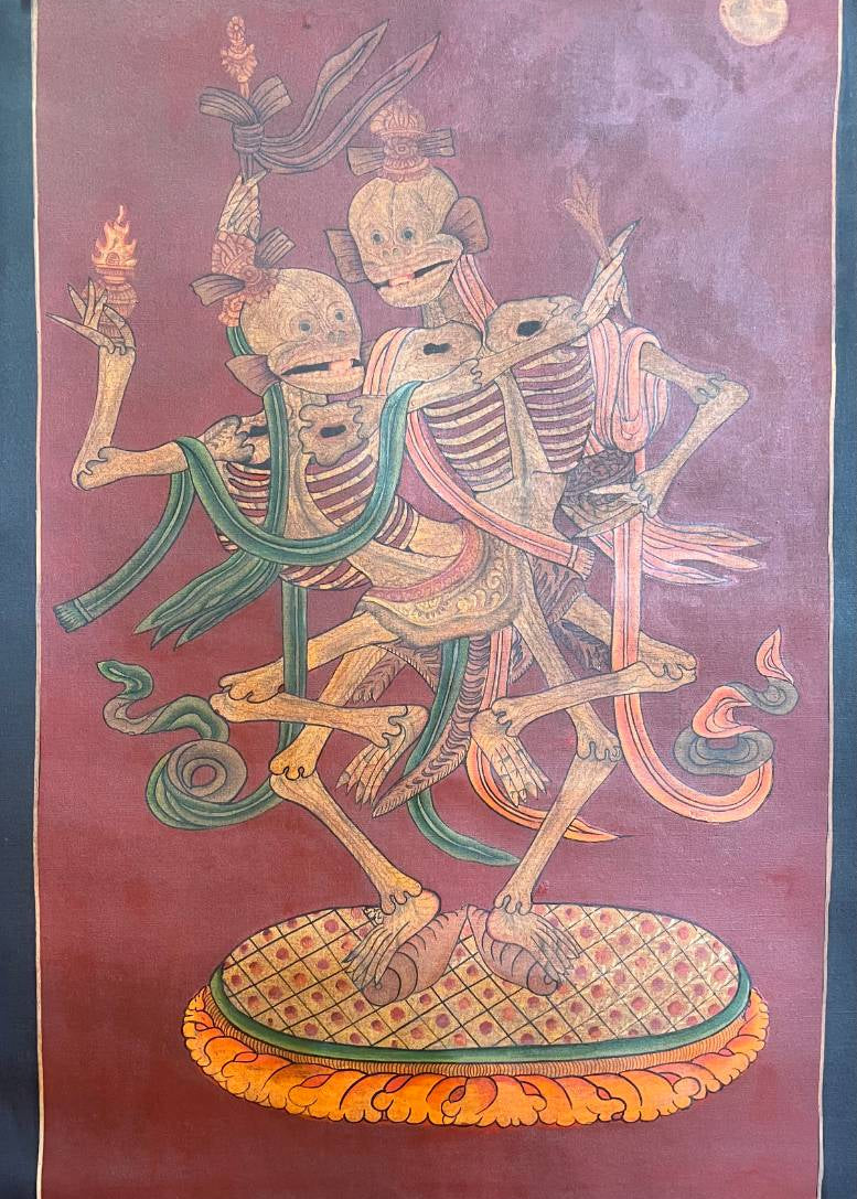 Skeleton Dance Thangka - Tibetan Painting