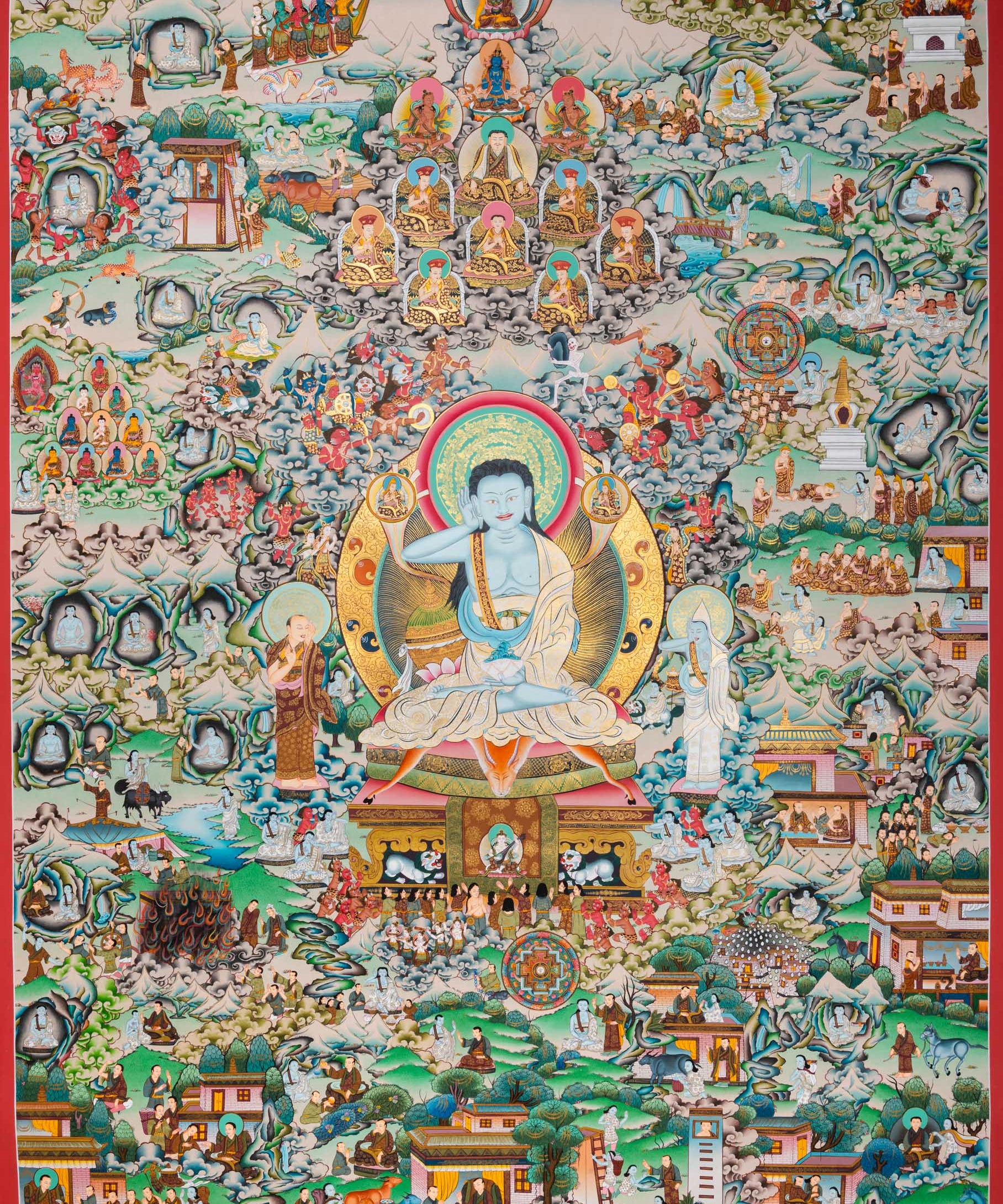 Hand-Painted Thangka of Jetsun Milarepa - Tibetan Painting