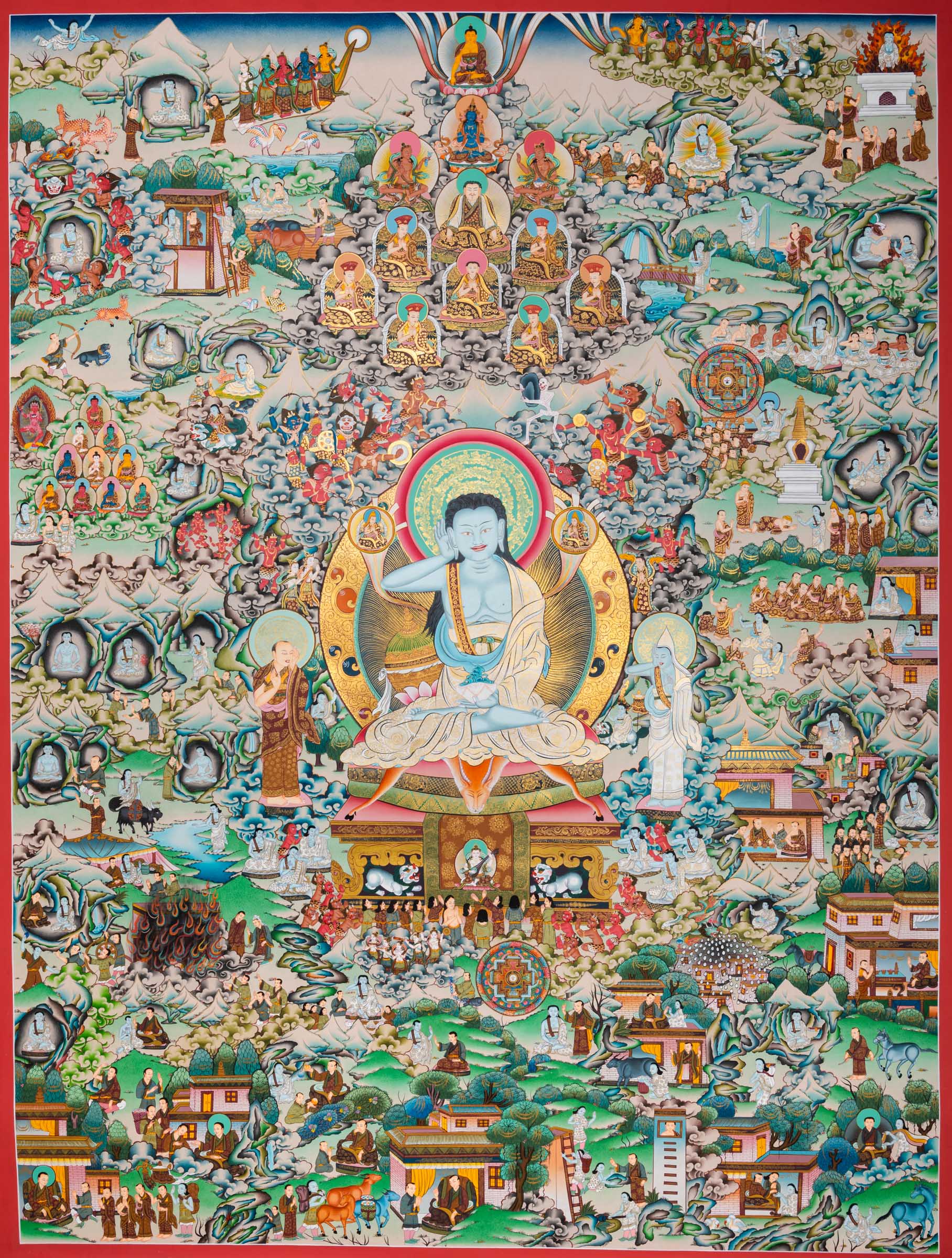 Hand-Painted Thangka of Jetsun Milarepa - Tibetan Painting
