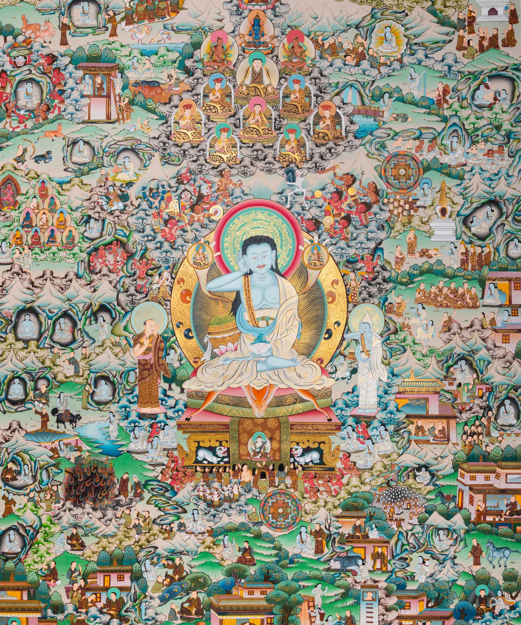 Hand-Painted Thangka of Jetsun Milarepa - Tibetan Painting
