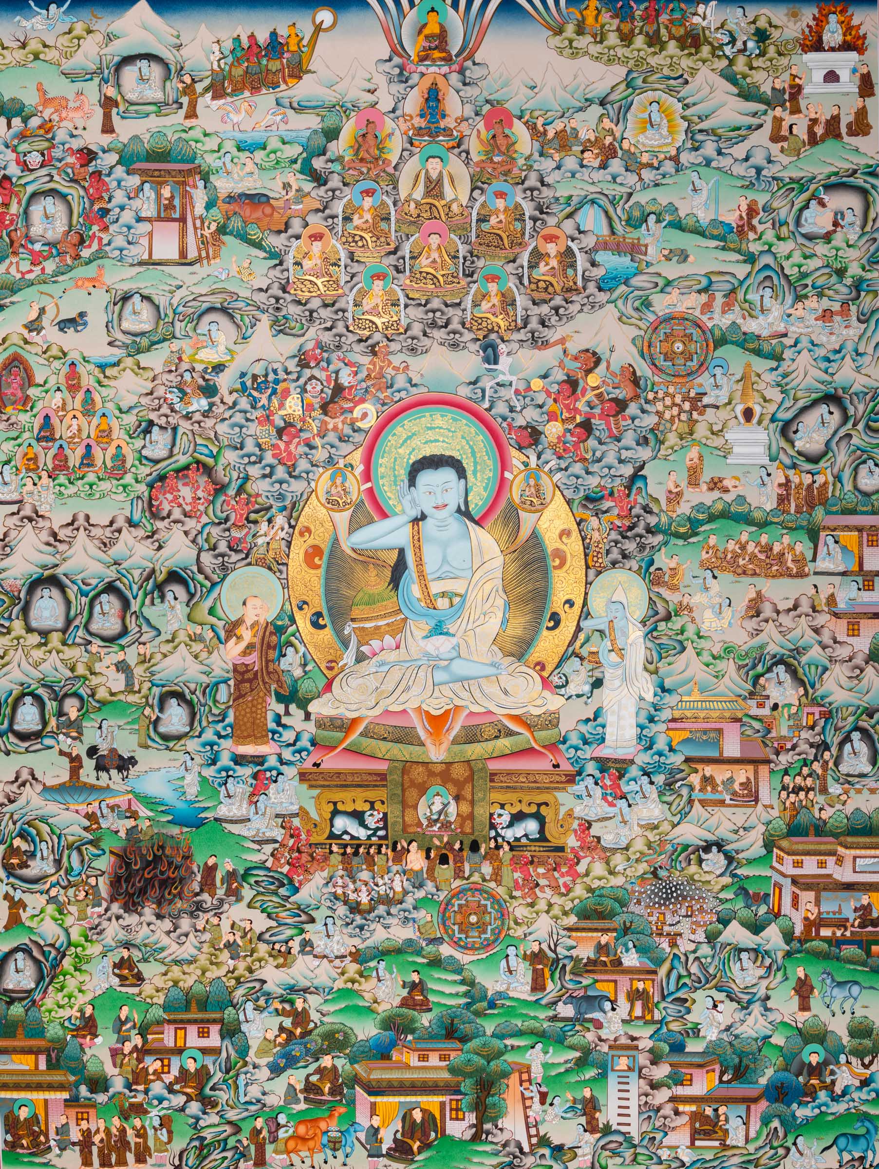 Hand-Painted Thangka of Jetsun Milarepa - Tibetan Painting