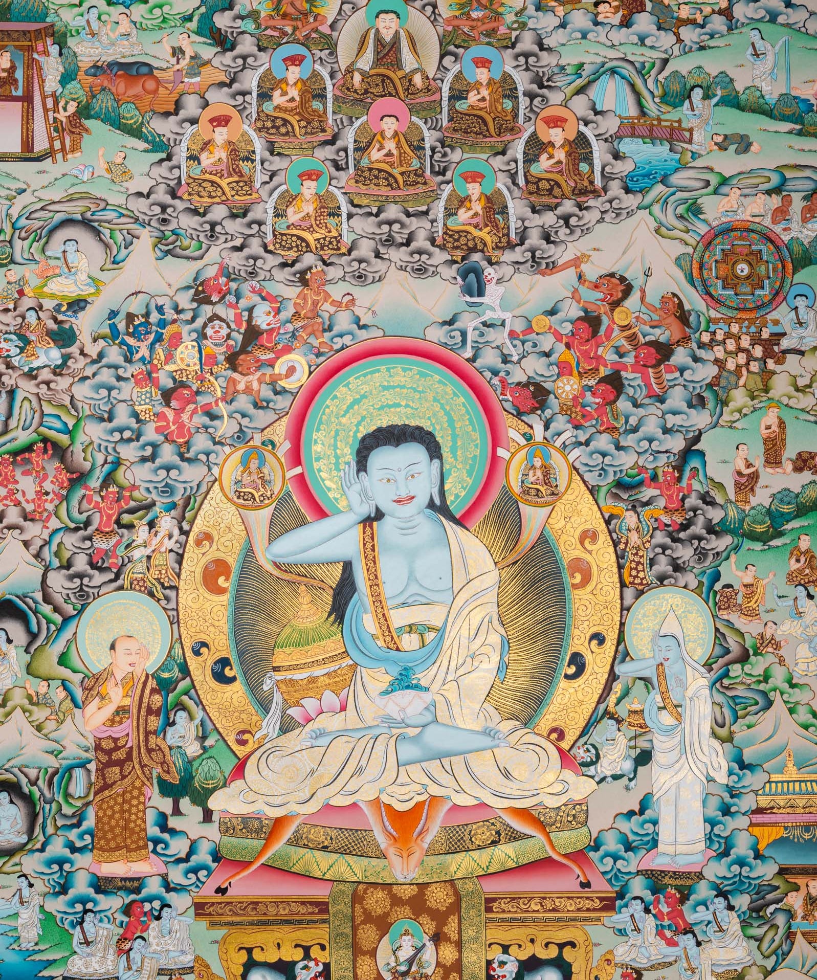 Hand-Painted Thangka of Jetsun Milarepa - Tibetan Painting