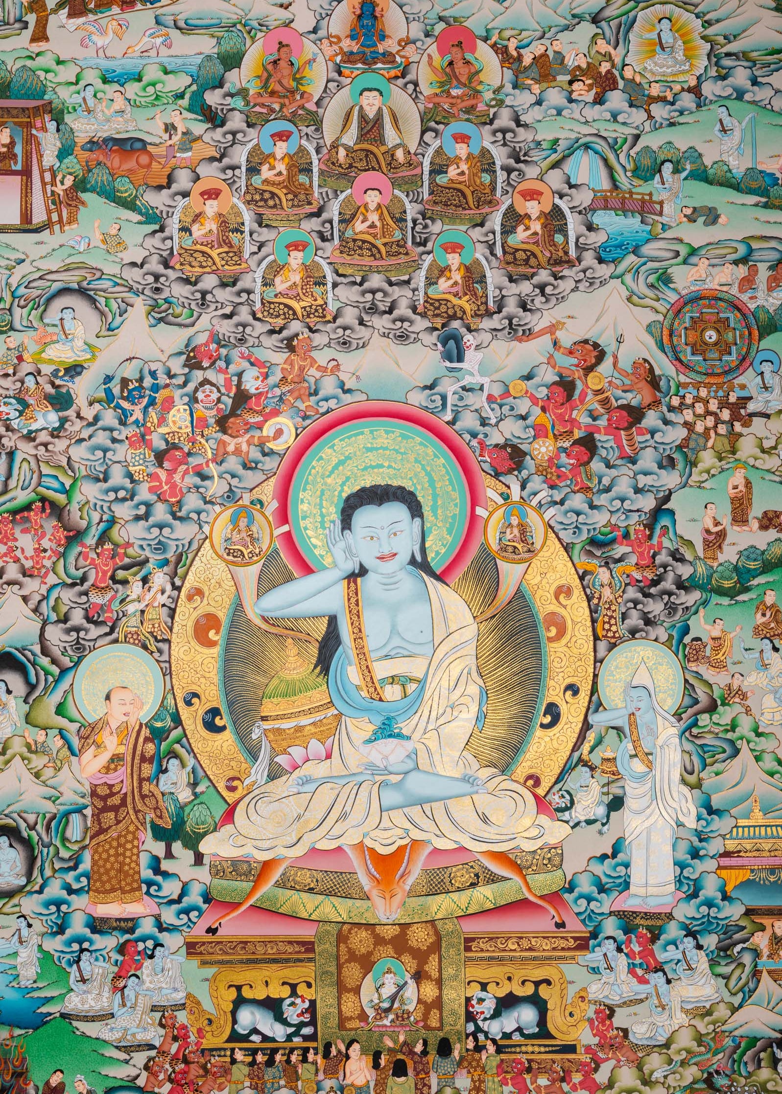 Hand-Painted Thangka of Jetsun Milarepa - Tibetan Painting