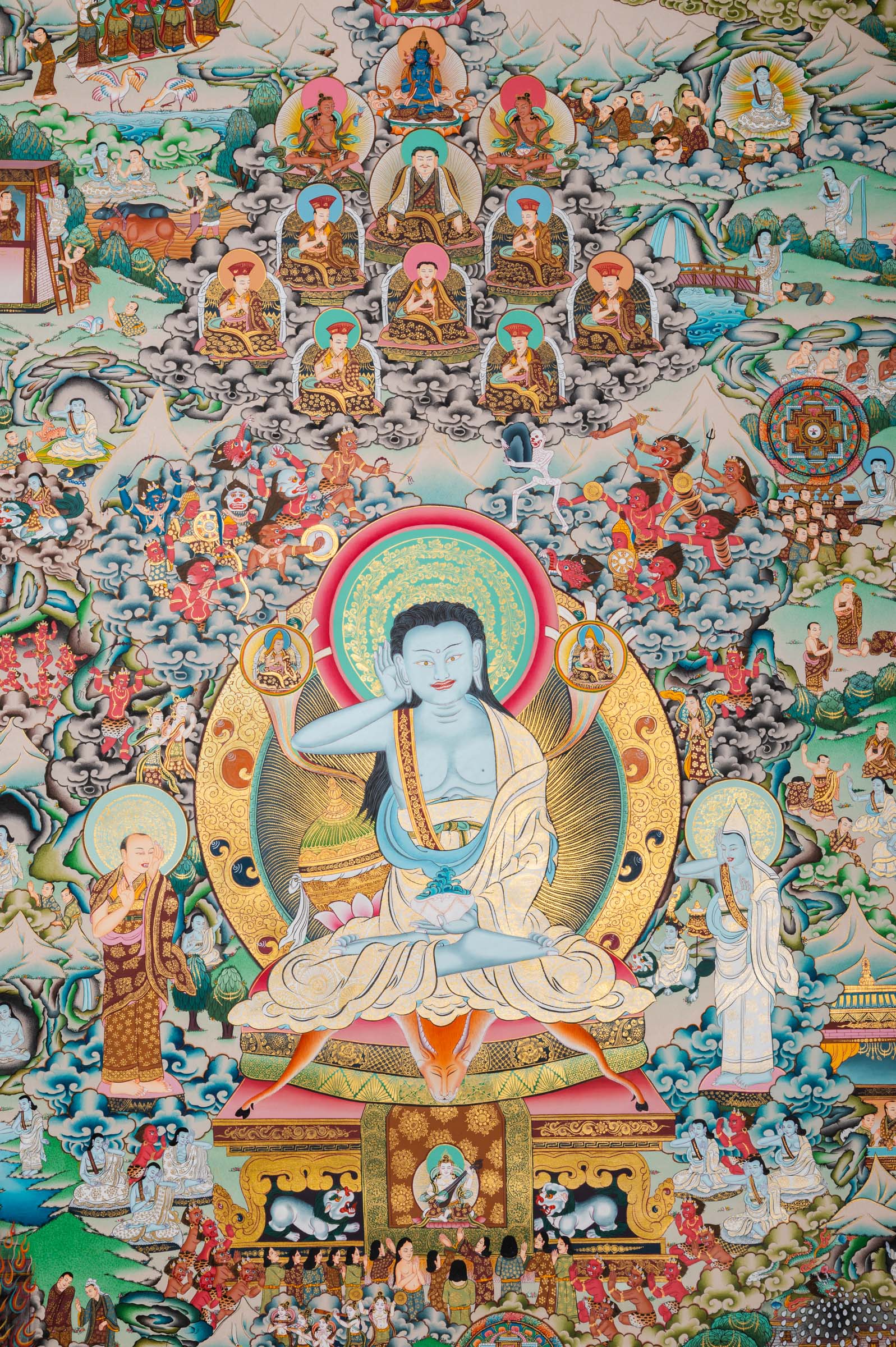 Hand-Painted Thangka of Jetsun Milarepa - Tibetan Painting