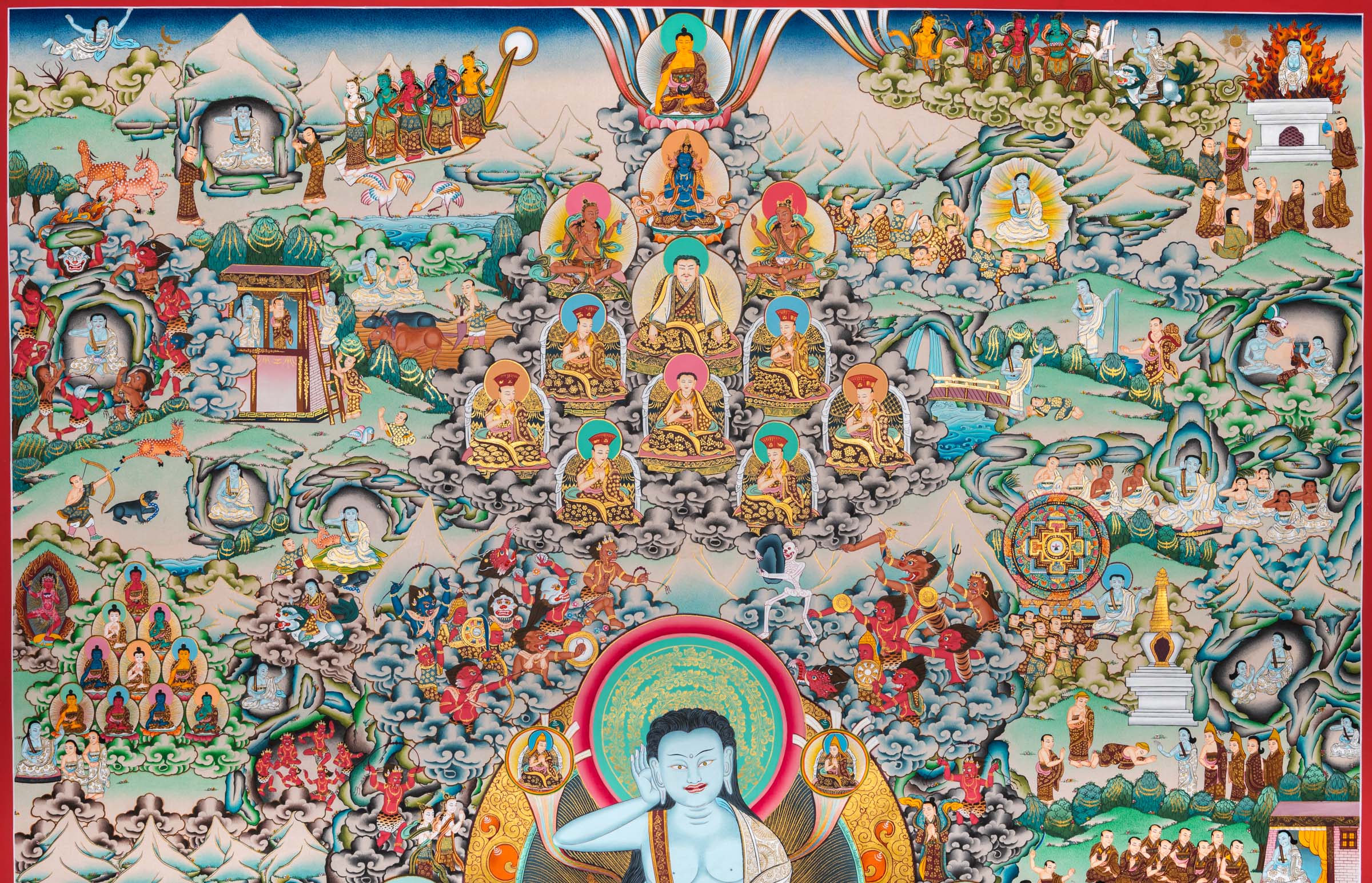 Hand-Painted Thangka of Jetsun Milarepa - Tibetan Painting
