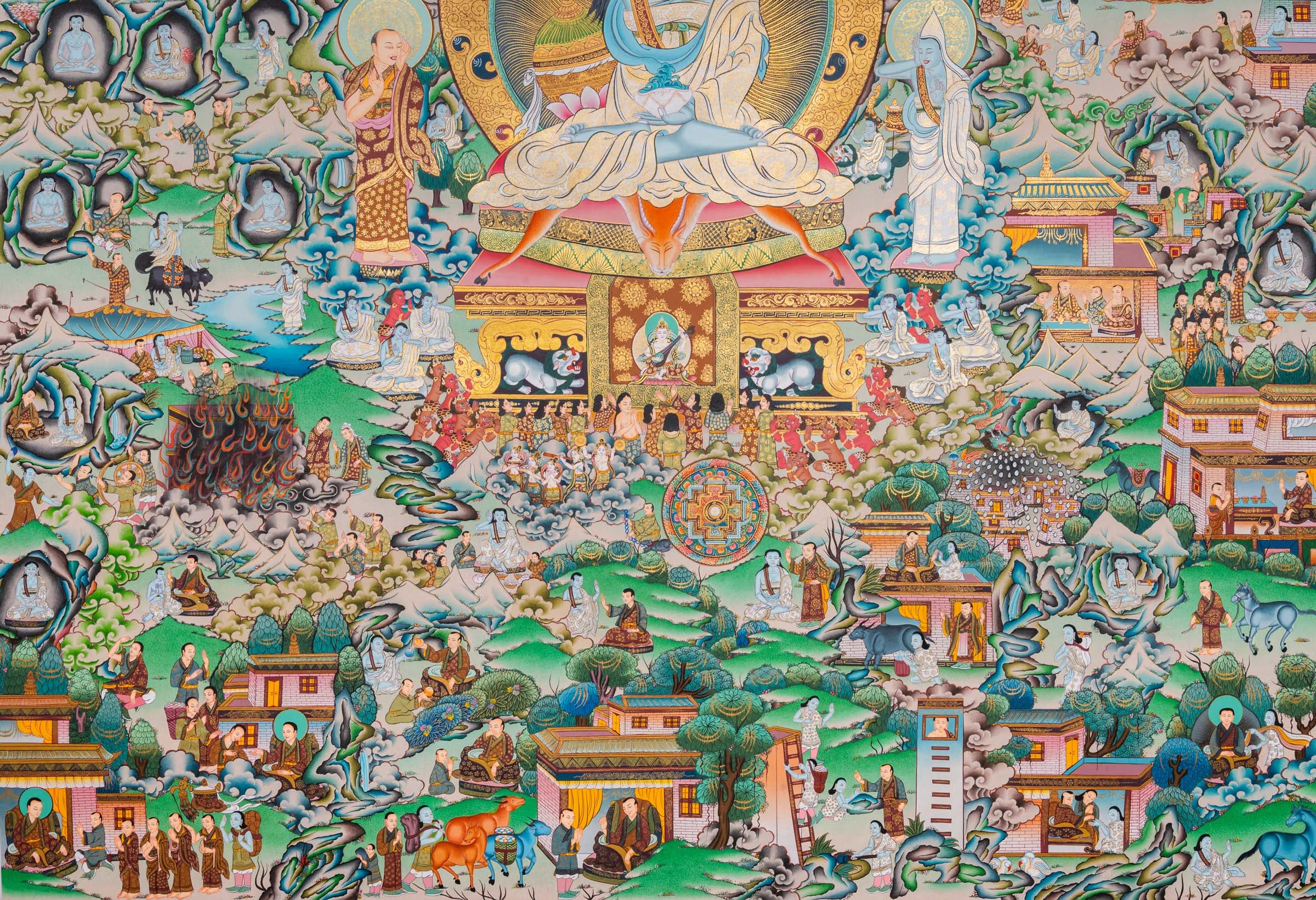 Hand-Painted Thangka of Jetsun Milarepa - Tibetan Painting