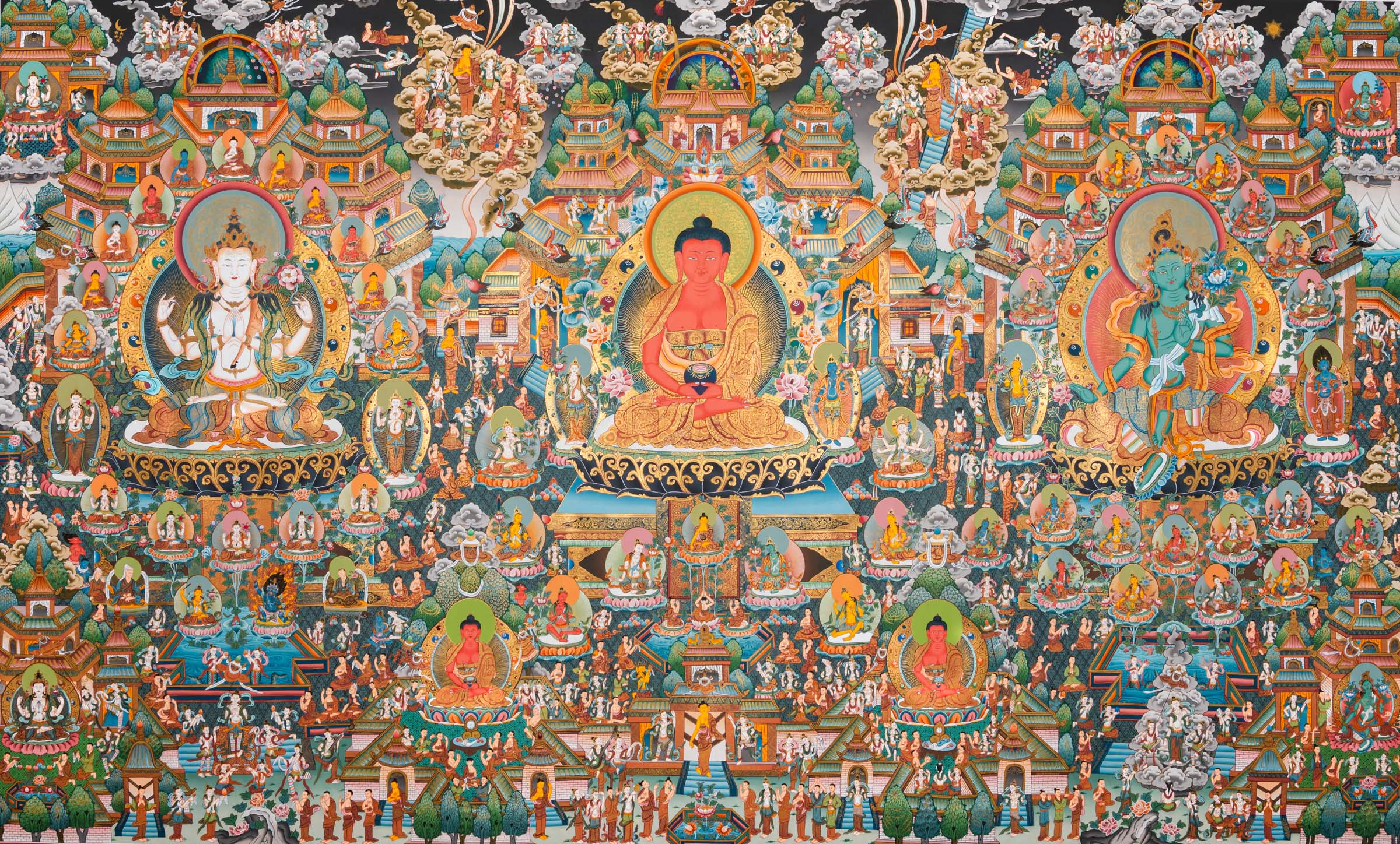 Amitabha Buddha Thangka - Sacred Tibetan Painting