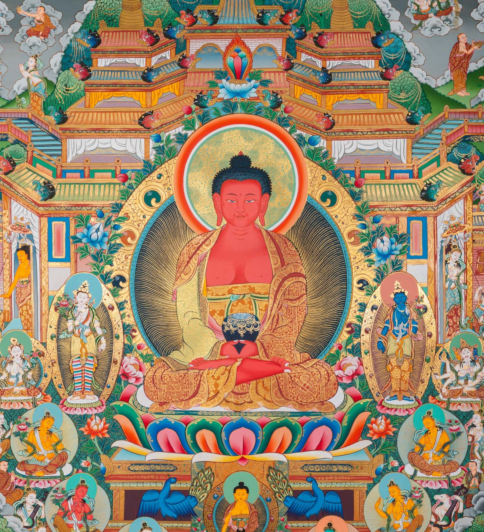 Amitabha Buddha Thangka - Handpainted Tibetan Art