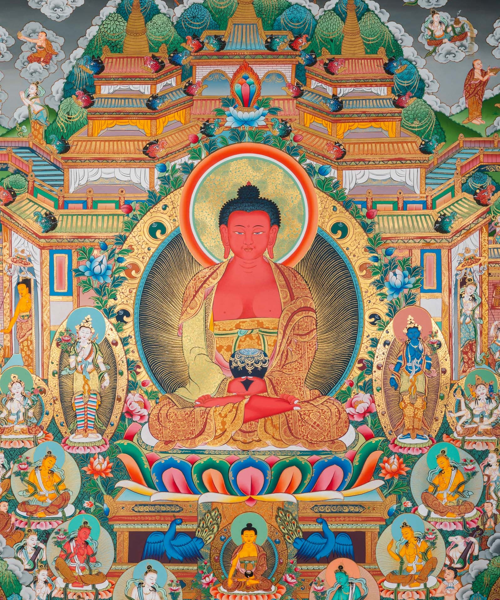 Amitabha Buddha Thangka - Handpainted Tibetan Art