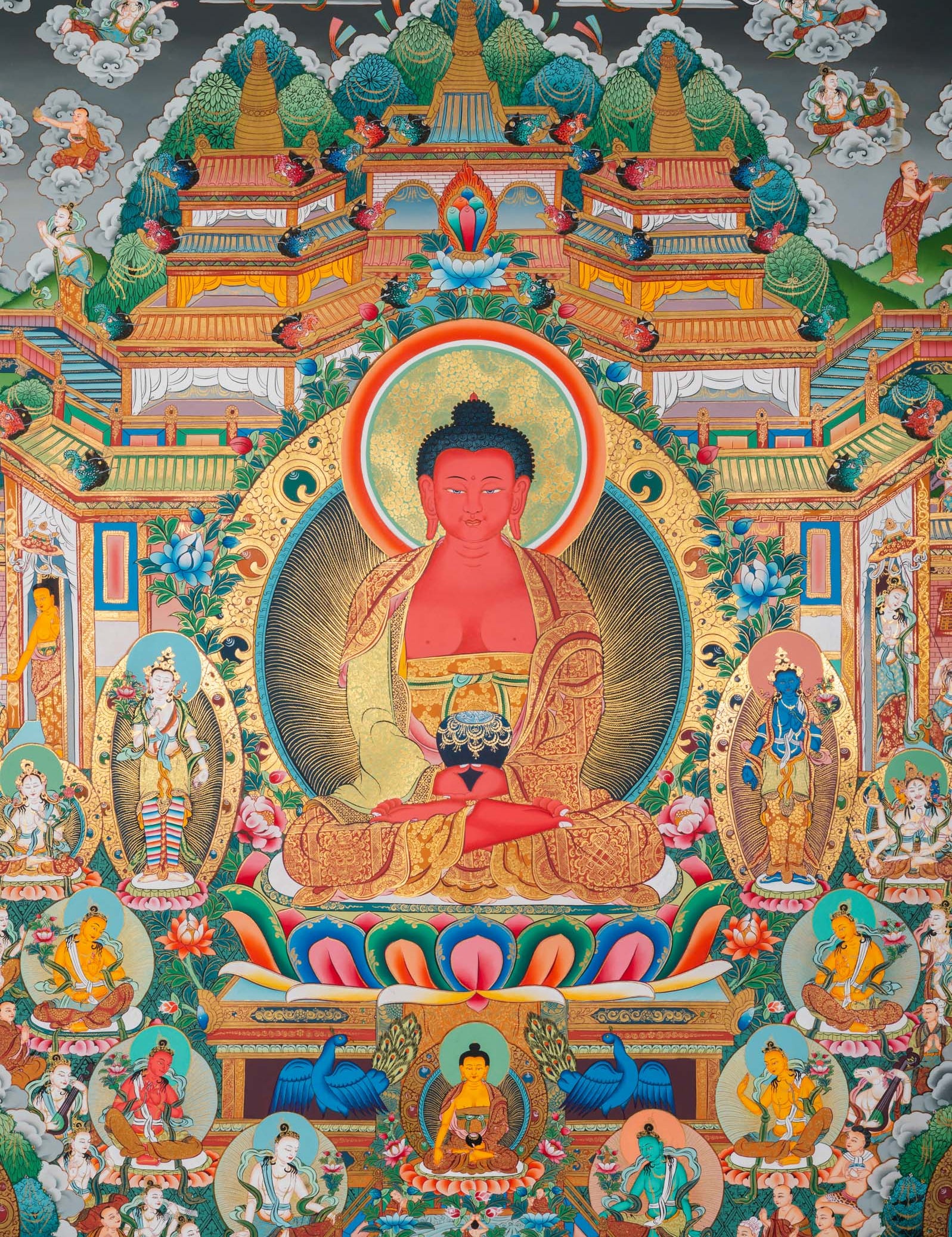 Amitabha Buddha Thangka - Handpainted Tibetan Art
