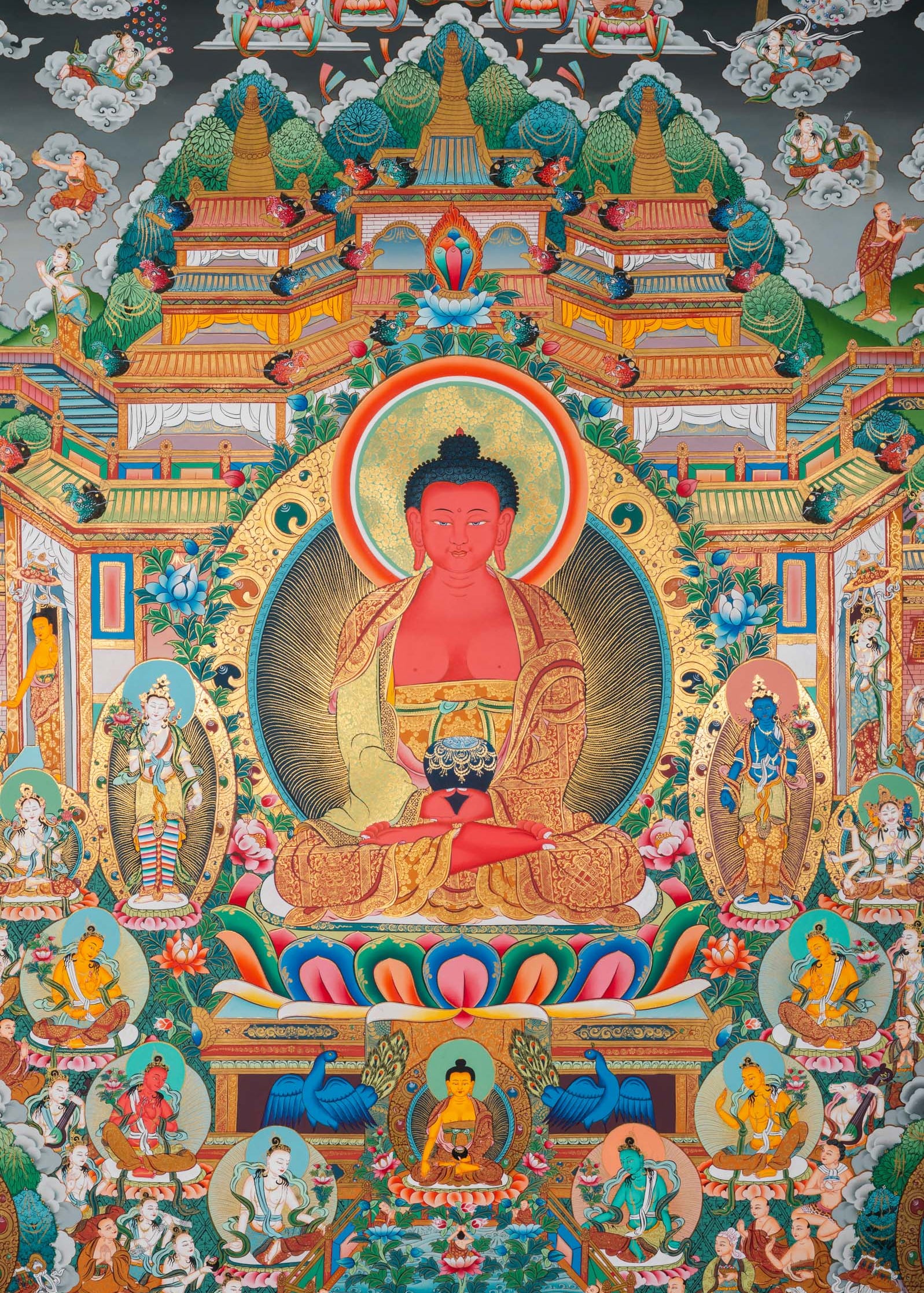 Amitabha Buddha Thangka - Handpainted Tibetan Art